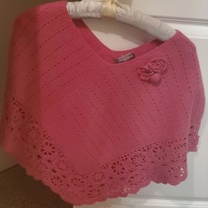 Beautiful pink wool shawl with scallop edges